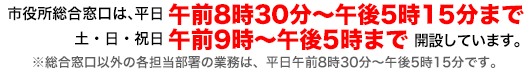 「市役所総合窓口開設時間」の画像